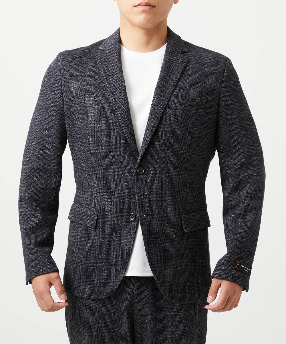 MNDCI07490 MICHEL KLEIN HOMME(ミッシェルクラン オム) 【BODY MAKE】【セットアップ】グレンチェック柄テーラードジャケット ダークグレー