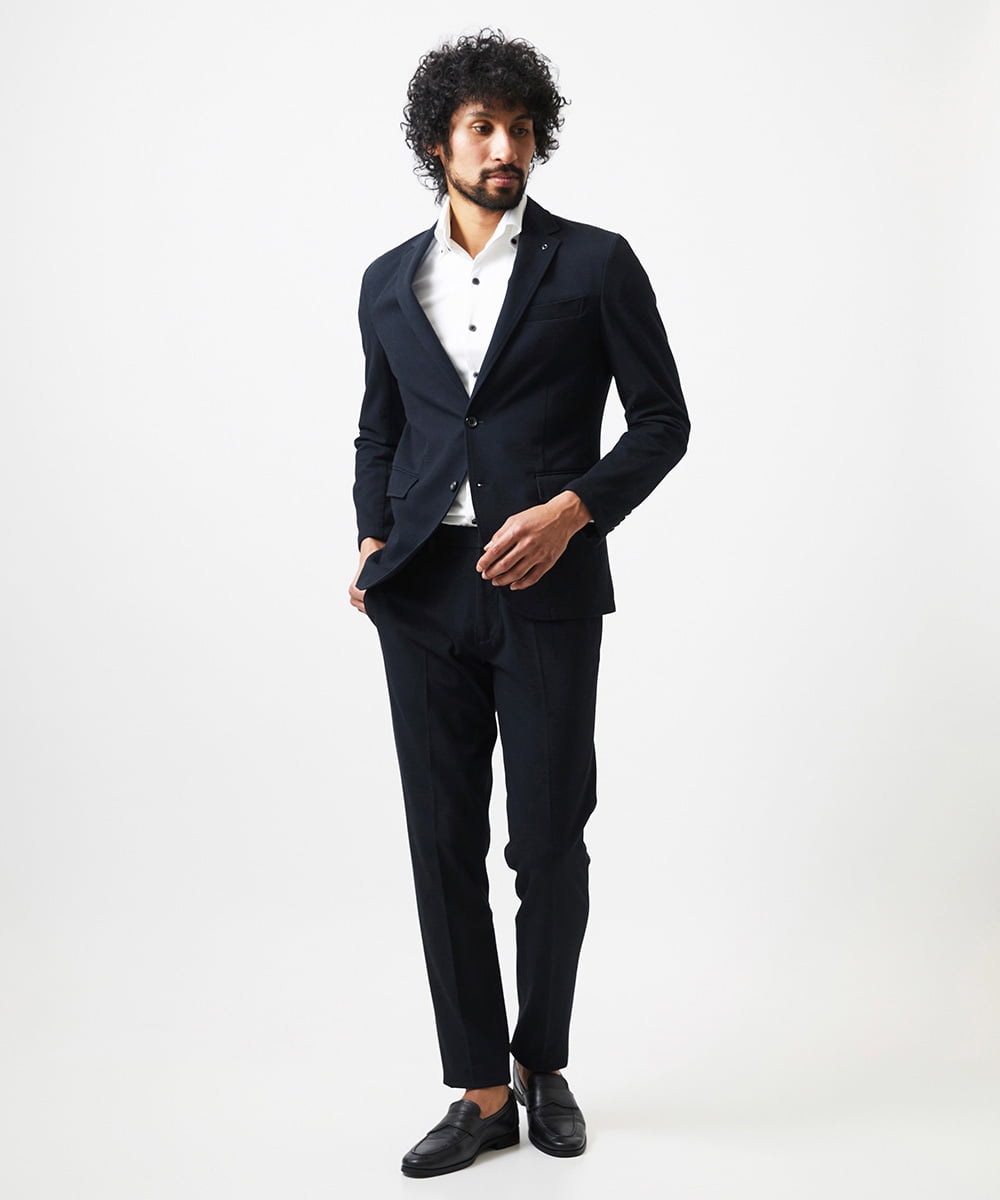MNDDA03430 MICHEL KLEIN HOMME(ミッシェルクラン オム) ジャージテーラードジャケット セットアップ ブラック
