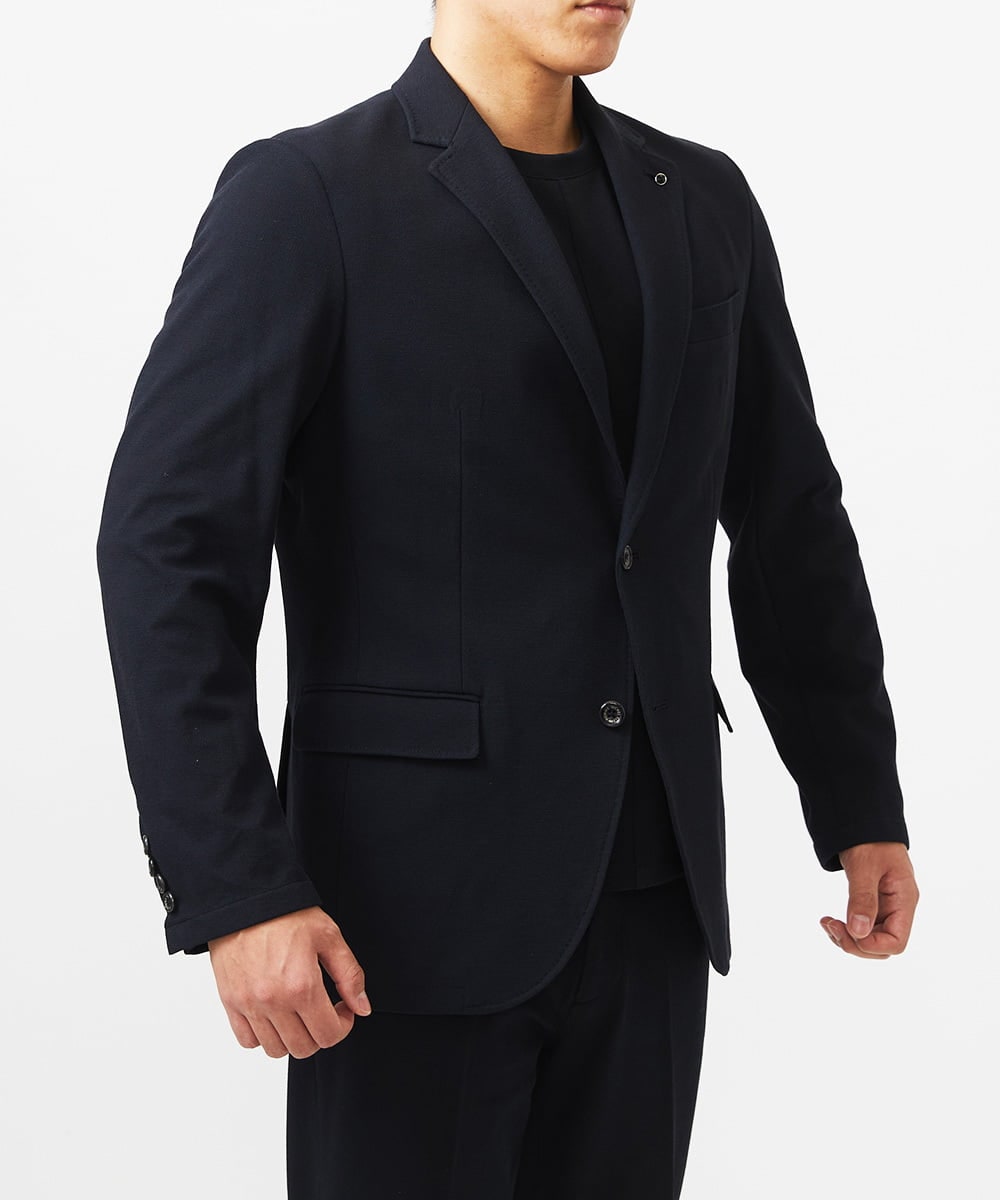 MNDDA04430 MICHEL KLEIN HOMME(ミッシェルクラン オム) 【BODY MAKE】ジャージテーラードジャケット セットアップ ブラック