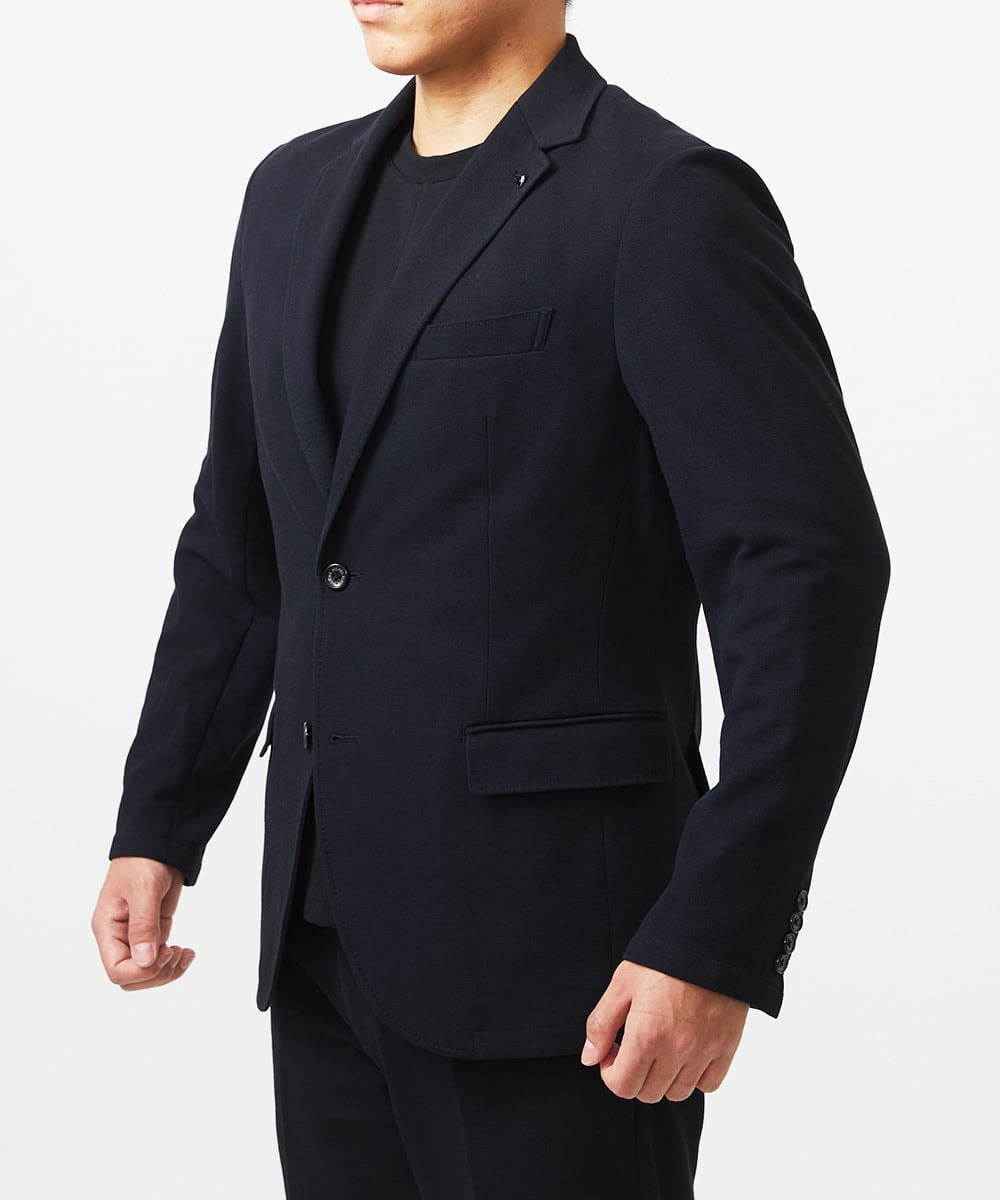 MNDDA04430 MICHEL KLEIN HOMME(ミッシェルクラン オム) 【BODY MAKE】ジャージテーラードジャケット セットアップ ブラック