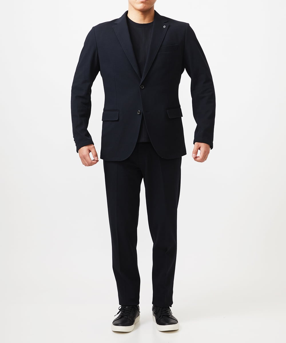 MNDDA04430 MICHEL KLEIN HOMME(ミッシェルクラン オム) 【BODY MAKE】ジャージテーラードジャケット セットアップ ブラック