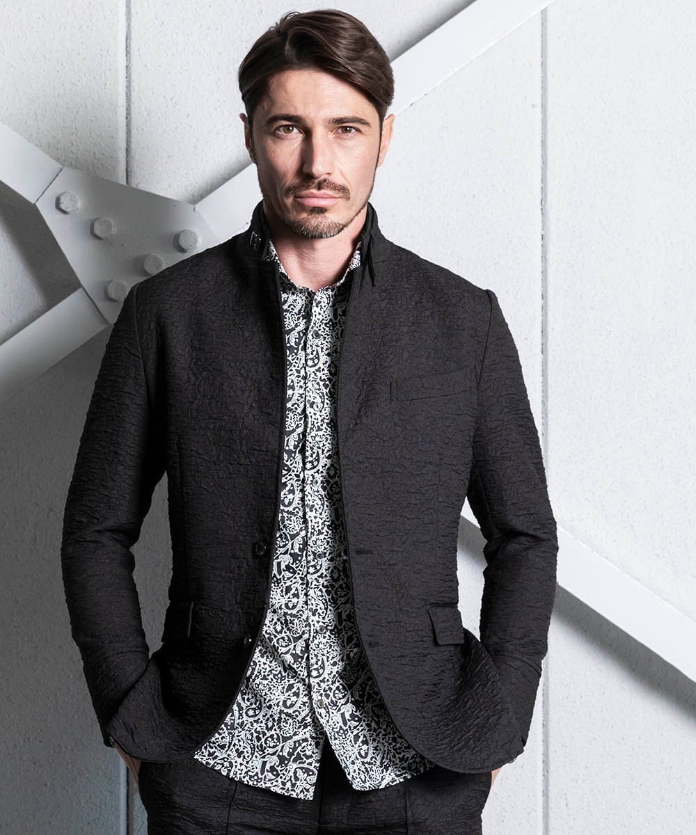 MNDDA51430 MICHEL KLEIN HOMME(ミッシェルクラン オム) ジャガードコンバーチブルジャケット セットアップ ブラック