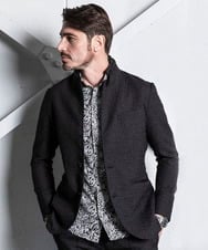 MNDDA51430 MICHEL KLEIN HOMME(ミッシェルクラン オム) ジャガードコンバーチブルジャケット セットアップ ブラック