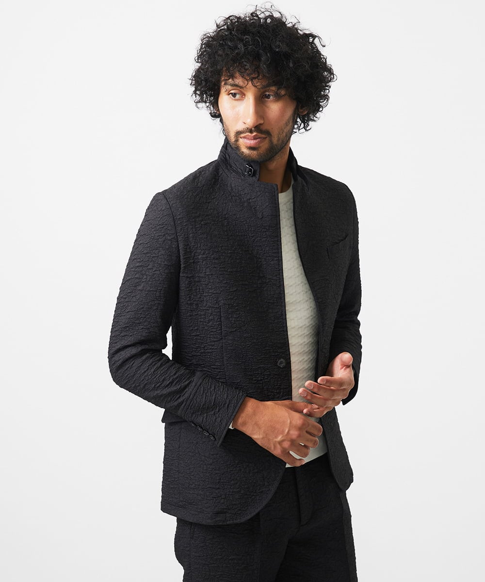 MNDDA51430 MICHEL KLEIN HOMME(ミッシェルクラン オム) ジャガードコンバーチブルジャケット セットアップ ブラック