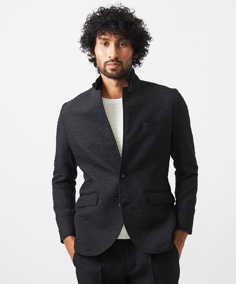 MNDDA51430 MICHEL KLEIN HOMME(ミッシェルクラン オム) ジャガードコンバーチブルジャケット セットアップ ブラック