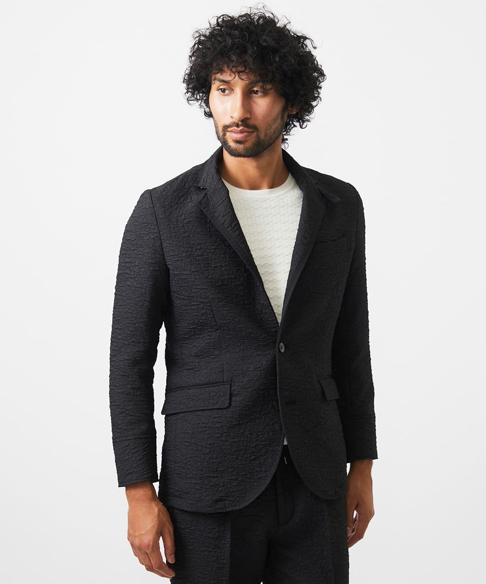 MNDDA51430 MICHEL KLEIN HOMME(ミッシェルクラン オム) ジャガードコンバーチブルジャケット セットアップ ブラック