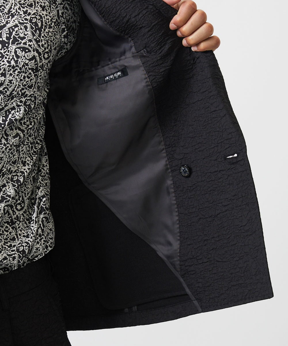 MNDDA52450 MICHEL KLEIN HOMME(ミッシェルクラン オム) ジャガードダブルジャケット セットアップ ブラック