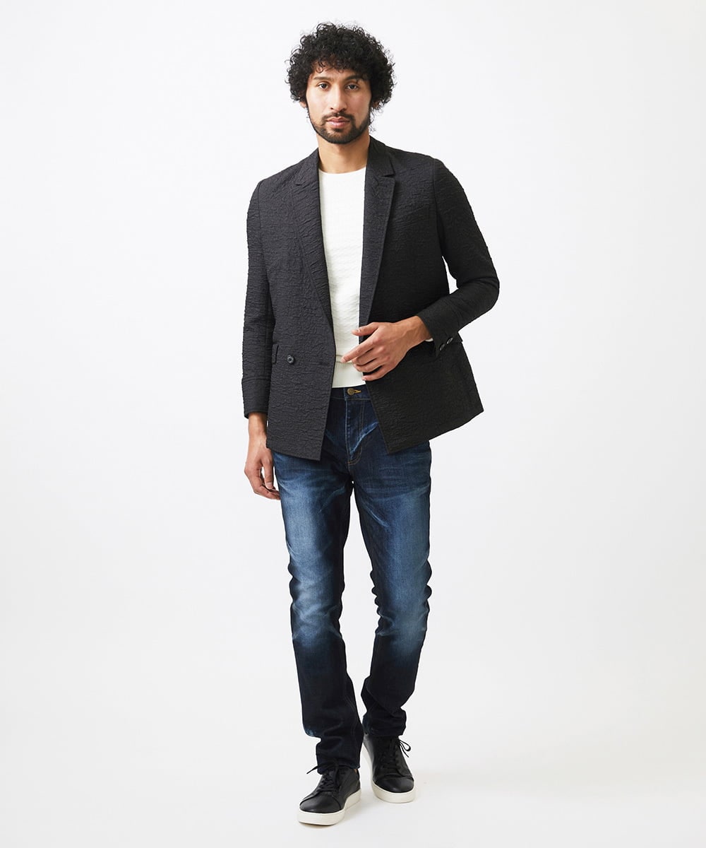 MNDDA52450 MICHEL KLEIN HOMME(ミッシェルクラン オム) ジャガードダブルジャケット セットアップ ブラック