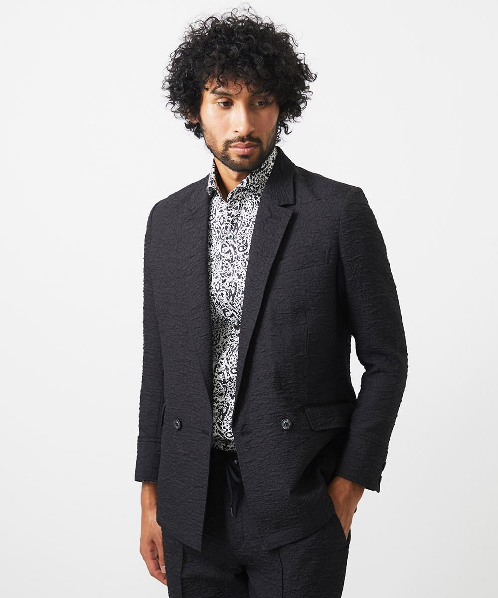 MNDDA52450 MICHEL KLEIN HOMME(ミッシェルクラン オム) ジャガードダブルジャケット セットアップ ブラック