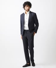 MNDDC09430 MICHEL KLEIN HOMME(ミッシェルクラン オム) ツィード調ストレッチテーラードジャケット セットアップ ネイビー