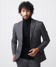 MNDDC09430 MICHEL KLEIN HOMME(ミッシェルクラン オム) ツィード調ストレッチテーラードジャケット セットアップ ダークグレー