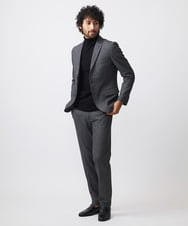 MNDDC09430 MICHEL KLEIN HOMME(ミッシェルクラン オム) ツィード調ストレッチテーラードジャケット セットアップ ダークグレー