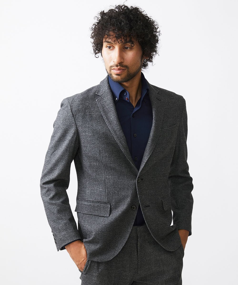 MNDDC09430 MICHEL KLEIN HOMME(ミッシェルクラン オム) ツィード調ストレッチテーラードジャケット セットアップ ダークグレー