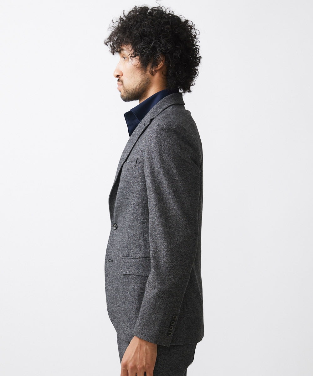 MNDDC09430 MICHEL KLEIN HOMME(ミッシェルクラン オム) ツィード調ストレッチテーラードジャケット セットアップ ダークグレー
