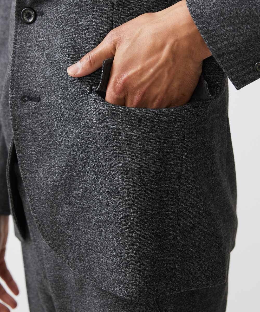 MNDDC09430 MICHEL KLEIN HOMME(ミッシェルクラン オム) ツィード調ストレッチテーラードジャケット セットアップ ダークグレー