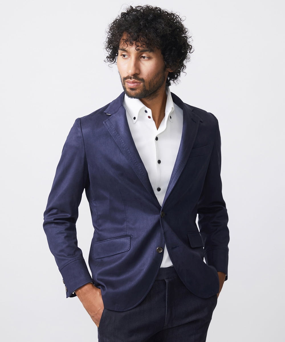 MNDDC59450 MICHEL KLEIN HOMME(ミッシェルクラン オム) スエードコンバーチブルジャケット ネイビー