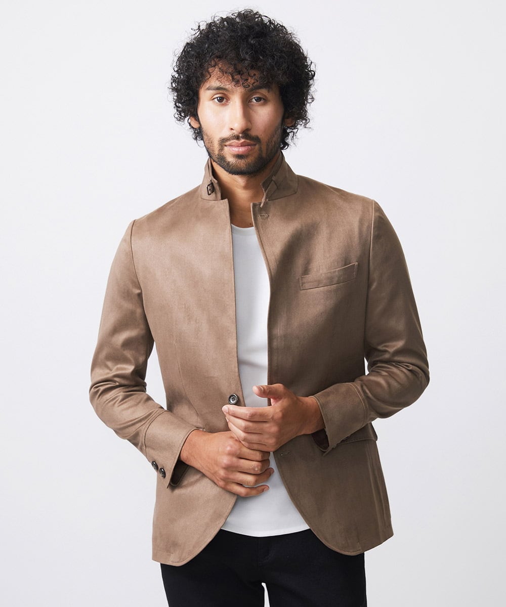 MNDDC59450 MICHEL KLEIN HOMME(ミッシェルクラン オム) スエードコンバーチブルジャケット ダークベージュ