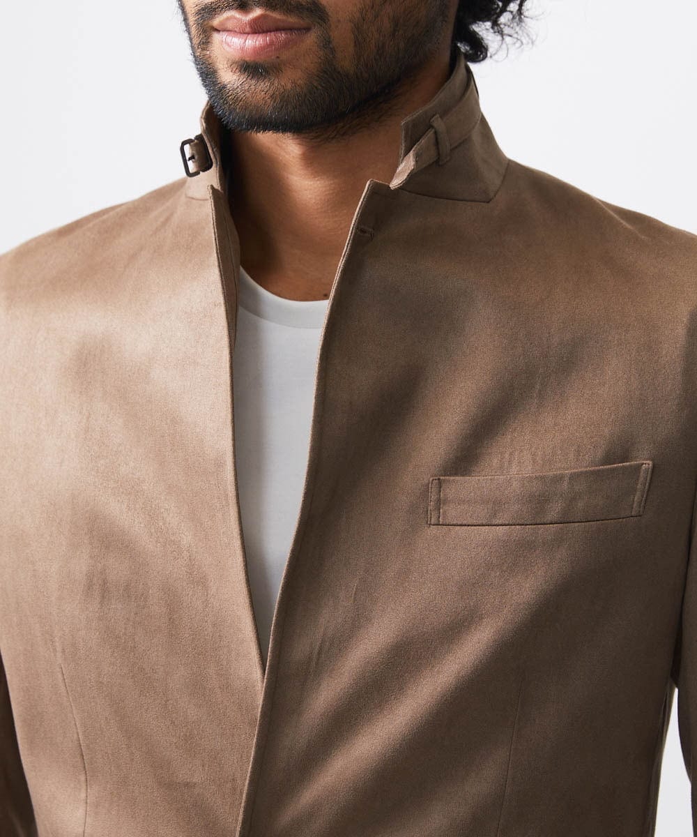 MNDDC59450 MICHEL KLEIN HOMME(ミッシェルクラン オム) スエードコンバーチブルジャケット ダークベージュ