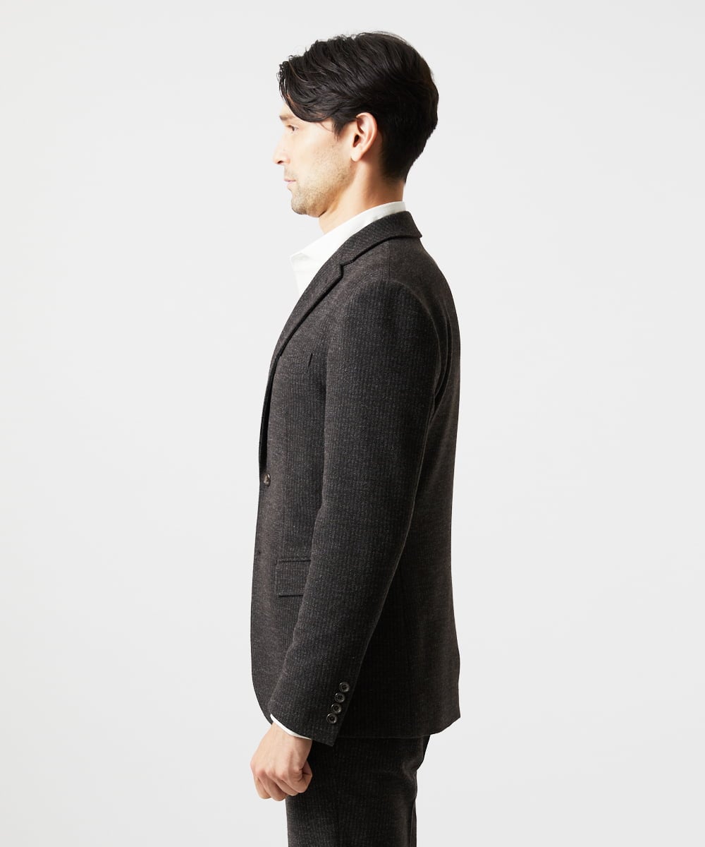 MNDDF05490 MICHEL KLEIN HOMME(ミッシェルクラン オム) ストライプテーラードジャケット ブラウン