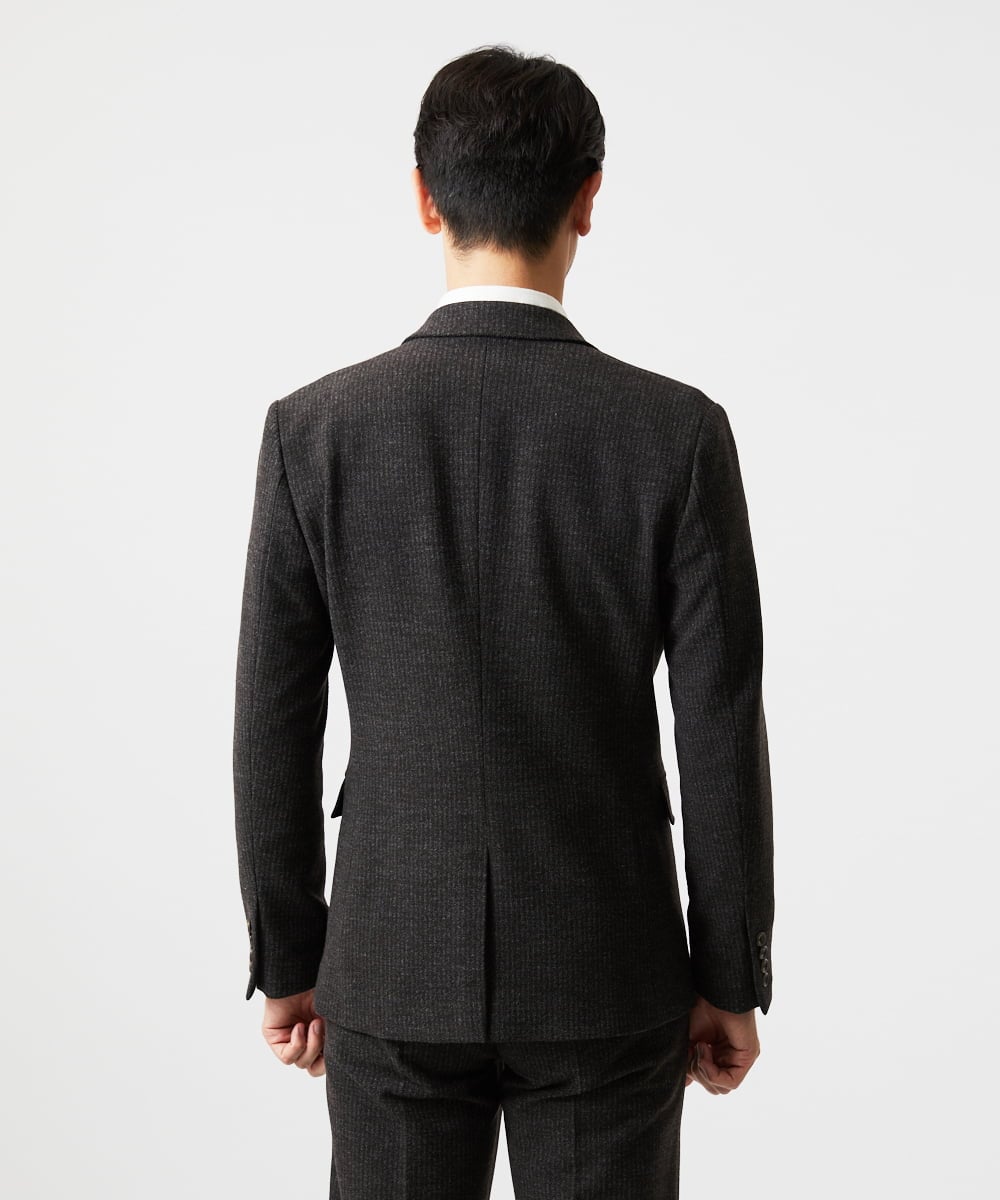 MNDDF05490 MICHEL KLEIN HOMME(ミッシェルクラン オム) ストライプテーラードジャケット ブラウン