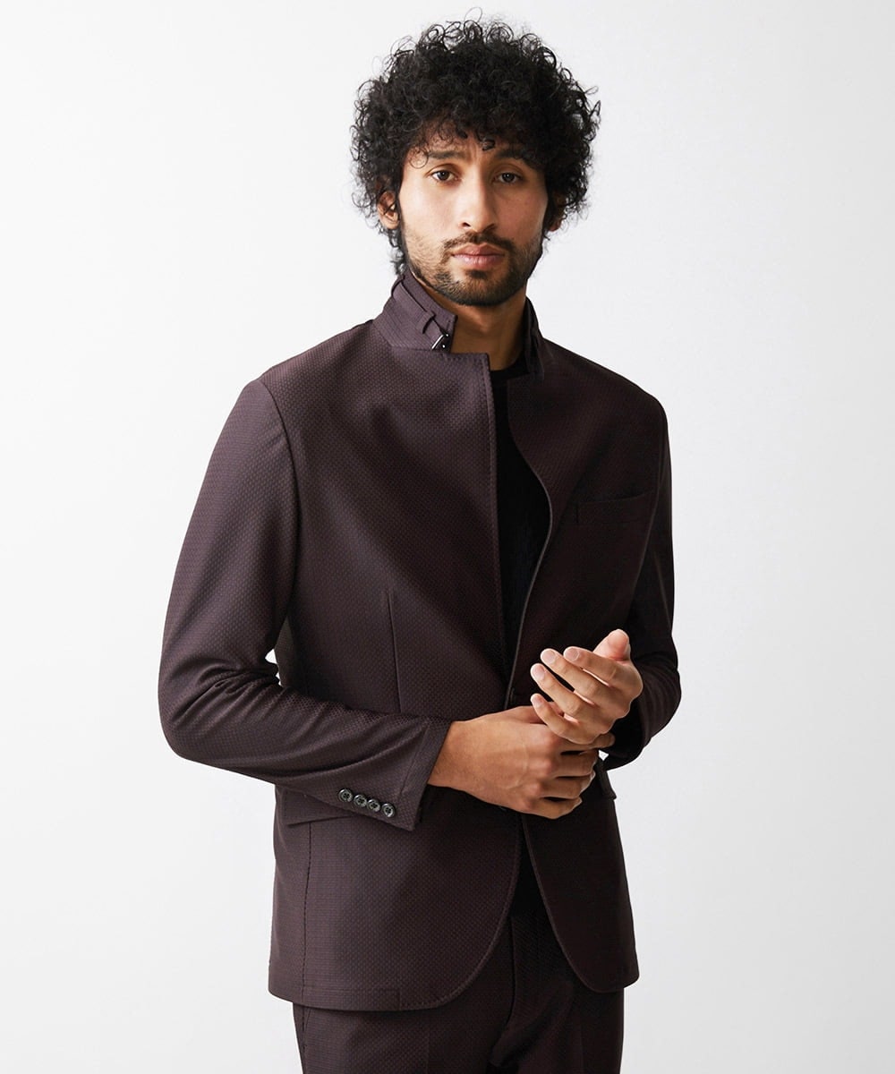 MNDDV51450 MICHEL KLEIN HOMME(ミッシェルクラン オム) ジャガードコンバーチブルジャケット セットアップ パープル