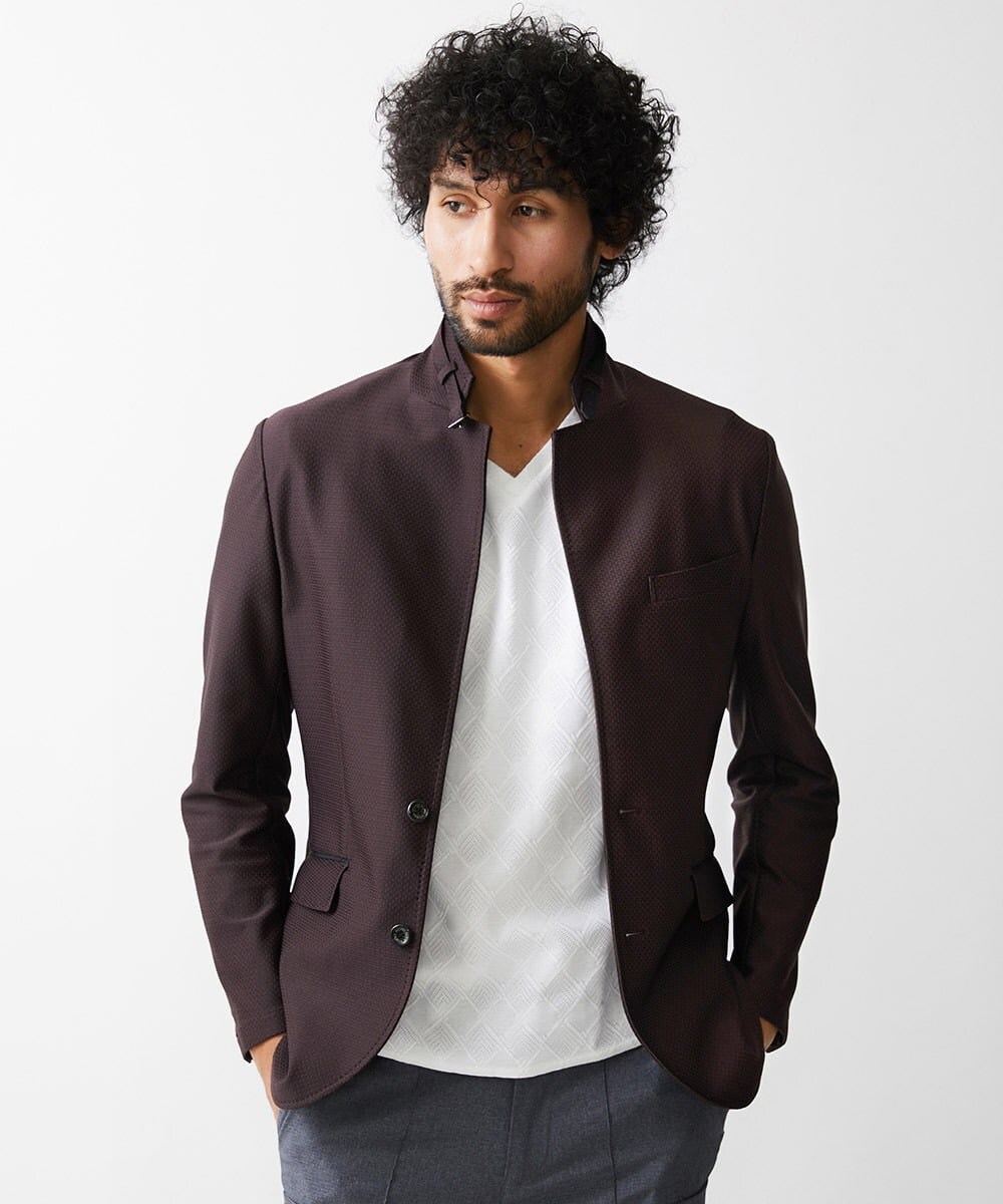 MNDDV51450 MICHEL KLEIN HOMME(ミッシェルクラン オム) ジャガードコンバーチブルジャケット セットアップ パープル