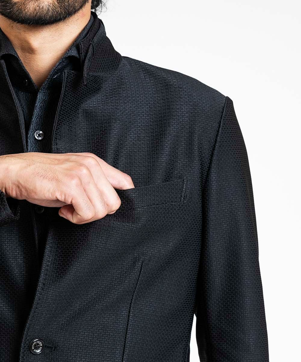 MNDDV51450 MICHEL KLEIN HOMME(ミッシェルクラン オム) ジャガードコンバーチブルジャケット セットアップ ブラック