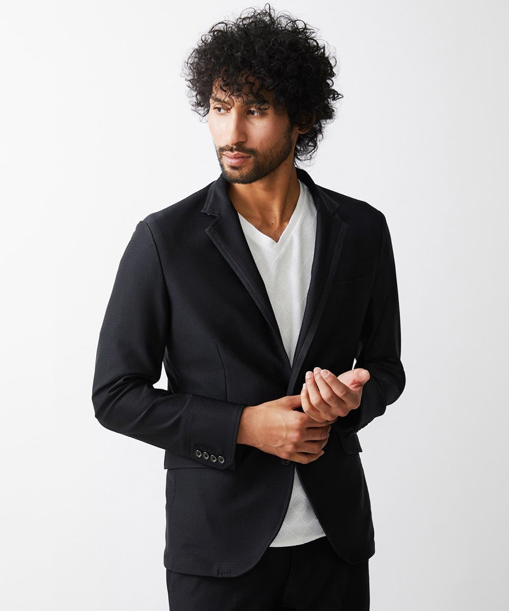 MNDDV51450 MICHEL KLEIN HOMME(ミッシェルクラン オム) ジャガードコンバーチブルジャケット セットアップ ブラック