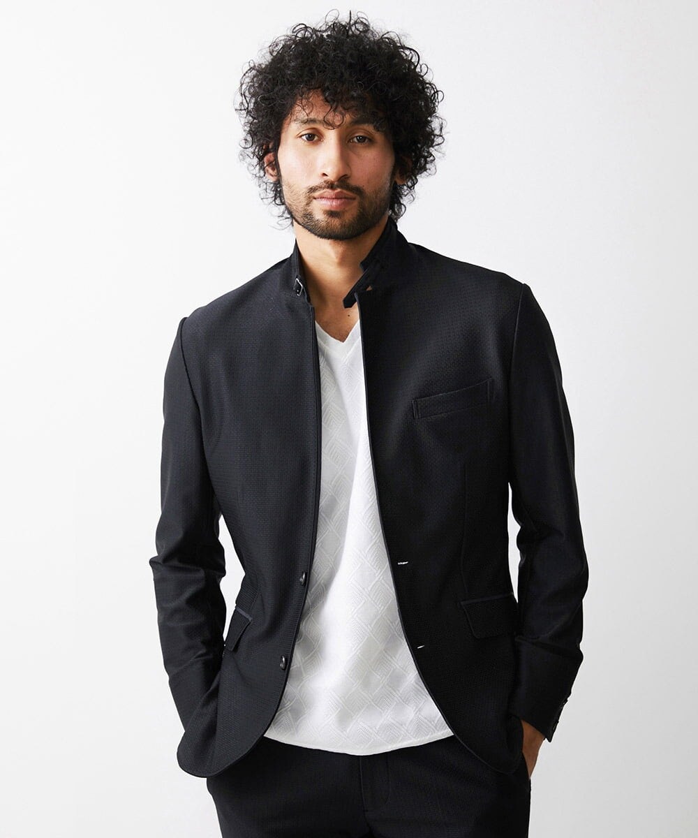 MNDDV51450 MICHEL KLEIN HOMME(ミッシェルクラン オム) ジャガードコンバーチブルジャケット セットアップ ブラック