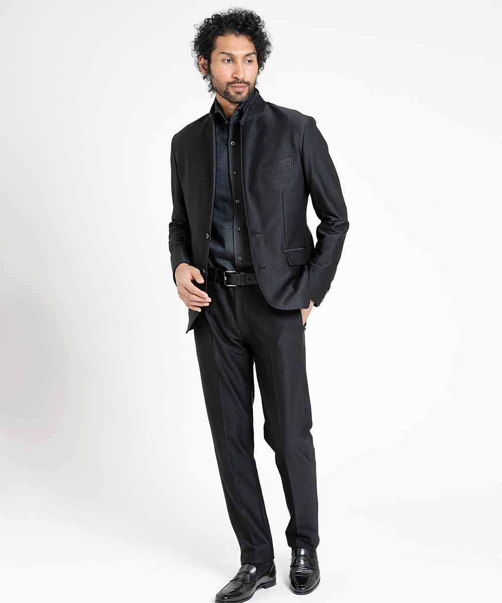MNDDV51450 MICHEL KLEIN HOMME(ミッシェルクラン オム) ジャガードコンバーチブルジャケット セットアップ ブラック