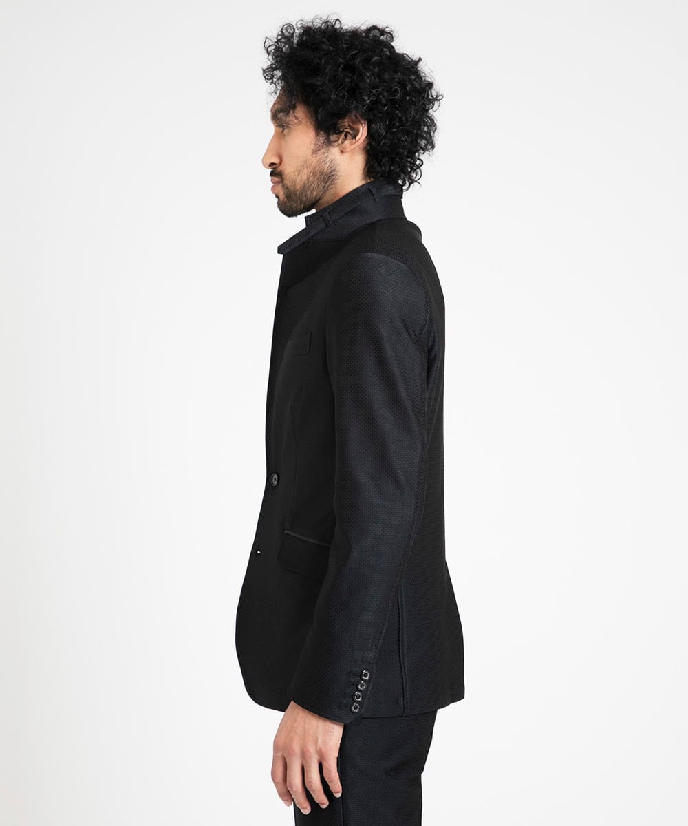 MNDDV51450 MICHEL KLEIN HOMME(ミッシェルクラン オム) ジャガードコンバーチブルジャケット セットアップ ブラック