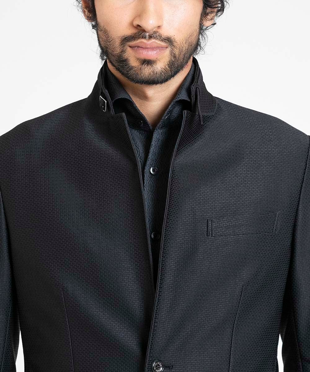 MNDDV51450 MICHEL KLEIN HOMME(ミッシェルクラン オム) ジャガードコンバーチブルジャケット セットアップ ブラック
