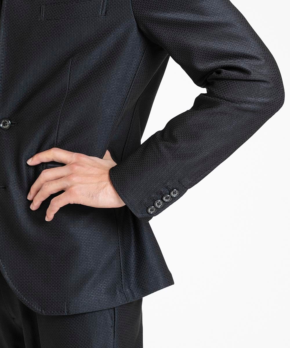 MNDDV51450 MICHEL KLEIN HOMME(ミッシェルクラン オム) ジャガードコンバーチブルジャケット セットアップ ブラック