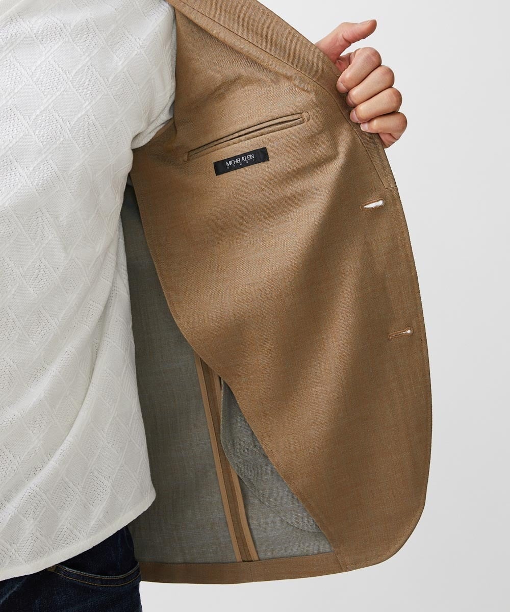 MNDDV52450 MICHEL KLEIN HOMME(ミッシェルクラン オム) デニム調ノーカラージャケット ベージュ