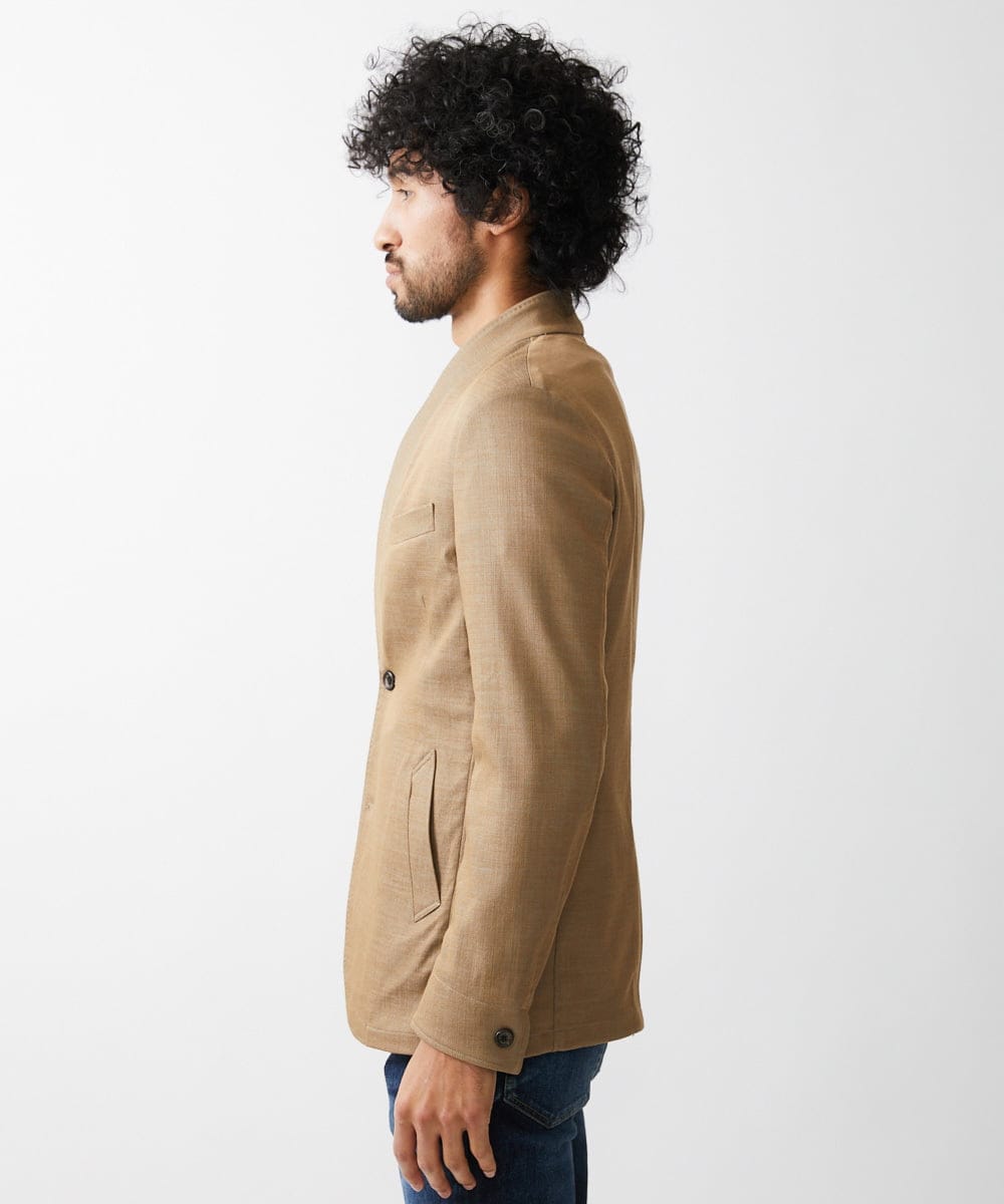 MNDDV52450 MICHEL KLEIN HOMME(ミッシェルクラン オム) デニム調ノーカラージャケット ベージュ