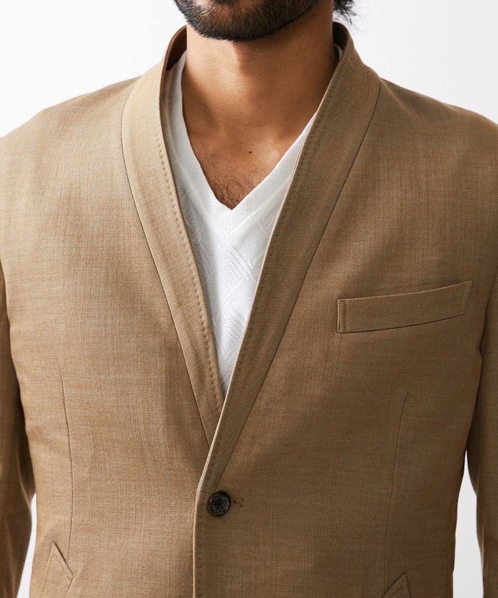 MNDDV52450 MICHEL KLEIN HOMME(ミッシェルクラン オム) デニム調ノーカラージャケット ベージュ