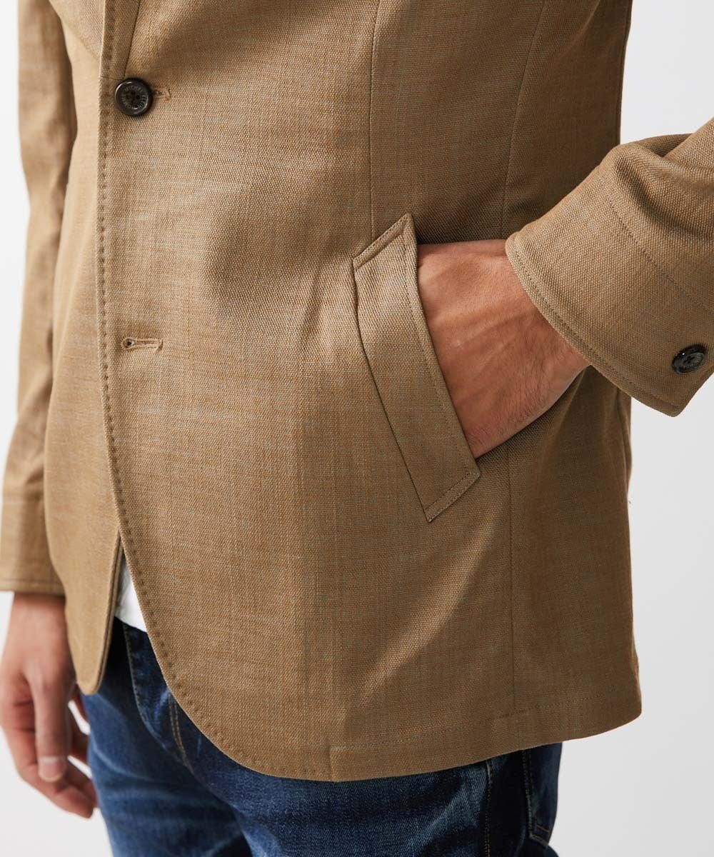 MNDDV52450 MICHEL KLEIN HOMME(ミッシェルクラン オム) デニム調ノーカラージャケット ベージュ