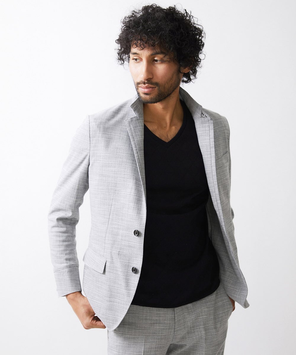 MNDDX05450 MICHEL KLEIN HOMME(ミッシェルクラン オム) ベーシックコンバーチブルジャケット セットアップ ライトグレー