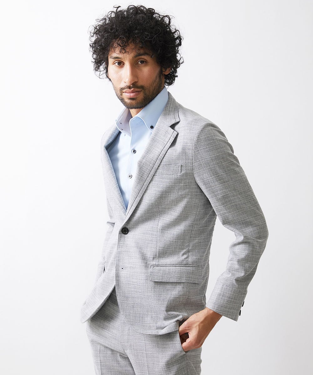 MNDDX05450 MICHEL KLEIN HOMME(ミッシェルクラン オム) ベーシックコンバーチブルジャケット セットアップ ライトグレー