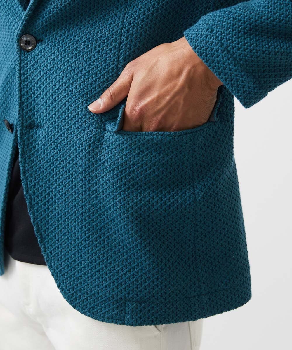 MNDGA55450 MICHEL KLEIN HOMME(ミッシェルクラン オム) ニット編みテーラードジャケット カーキ