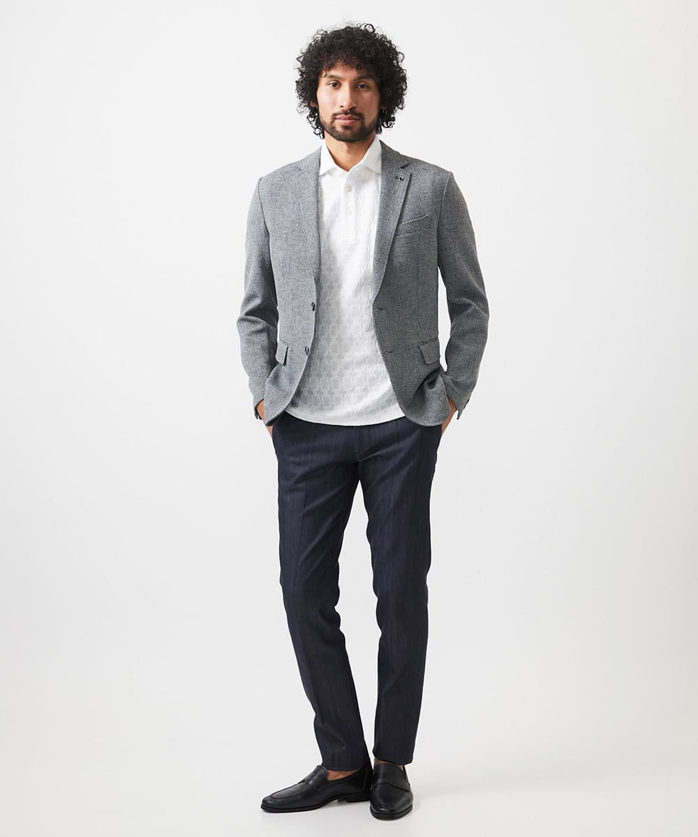 MNDGC06450 MICHEL KLEIN HOMME(ミッシェルクラン オム) メッシュ調テーラードジャケット セットアップ グレー