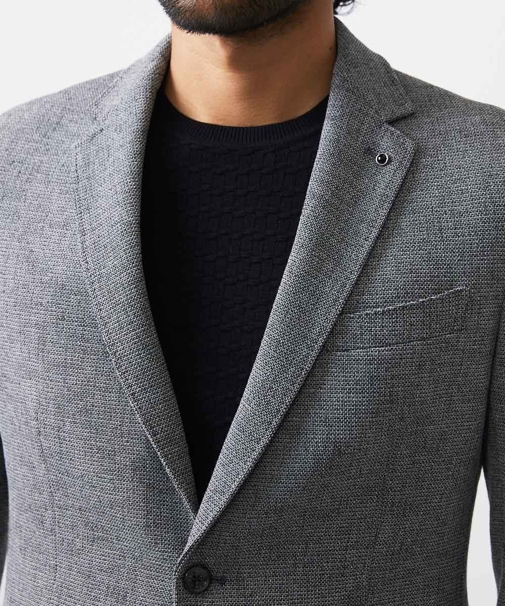 MNDGC06450 MICHEL KLEIN HOMME(ミッシェルクラン オム) メッシュ調テーラードジャケット セットアップ グレー
