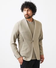 MNDGC58400 MICHEL KLEIN HOMME(ミッシェルクラン オム) ダブルフェイスノーカラージャケット セットアップ ベージュ