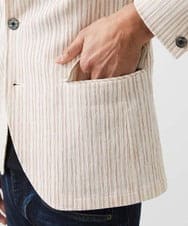 MNDGC60450 MICHEL KLEIN HOMME(ミッシェルクラン オム) ストライプ柄コンバーチブルジャケット レッド