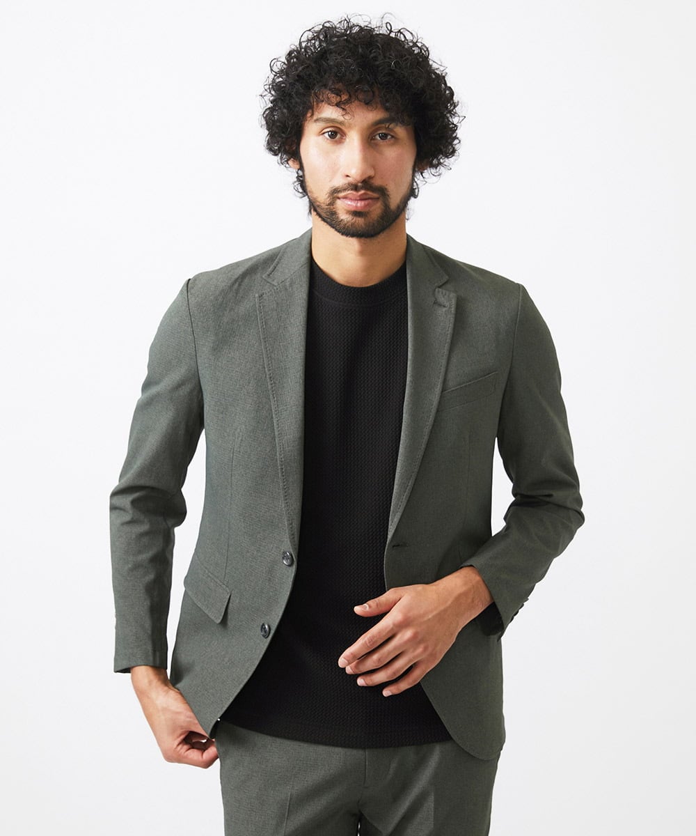 MNDGC64430 MICHEL KLEIN HOMME(ミッシェルクラン オム) メッシュテーラードジャケット セットアップ カーキ