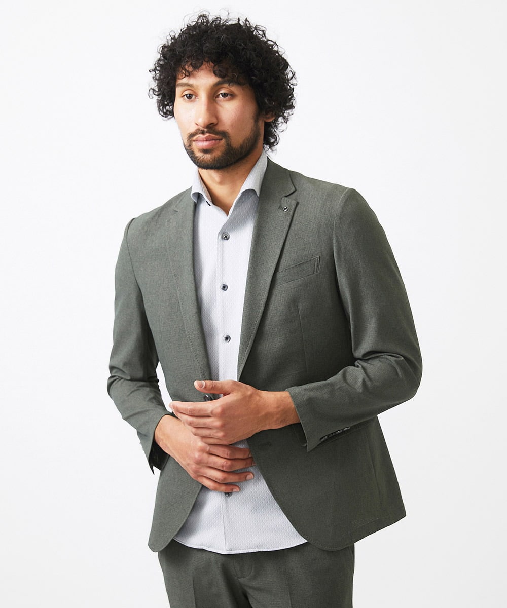 MNDGC64430 MICHEL KLEIN HOMME(ミッシェルクラン オム) メッシュテーラードジャケット セットアップ カーキ