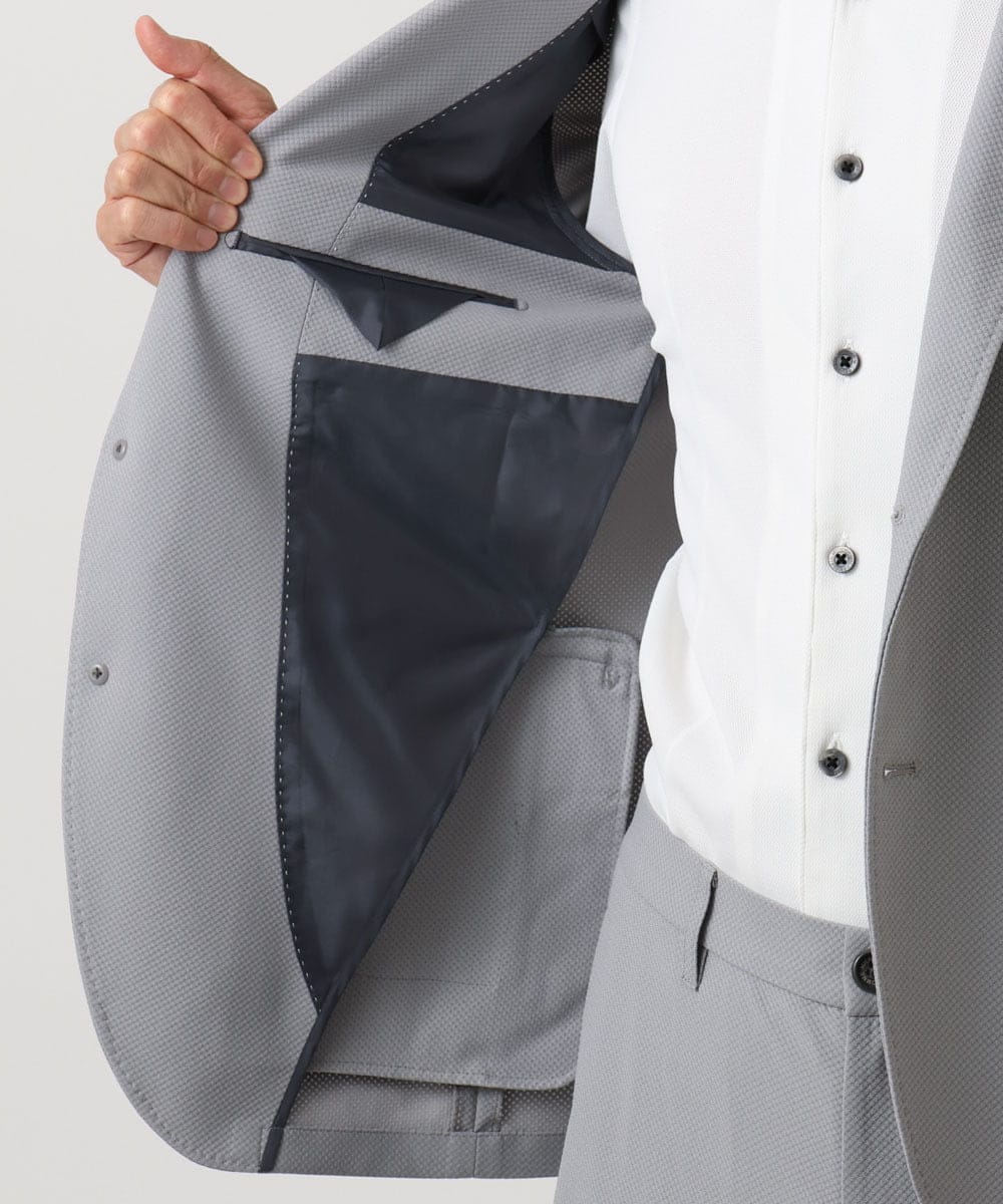 MNDGD03430 MICHEL KLEIN HOMME(ミッシェルクラン オム) 【セットアップ】コットンライクストレッチテーラードジャケット グレー