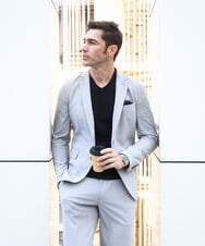 MNDGD03430 MICHEL KLEIN HOMME(ミッシェルクラン オム) 【セットアップ】コットンライクストレッチテーラードジャケット グレー