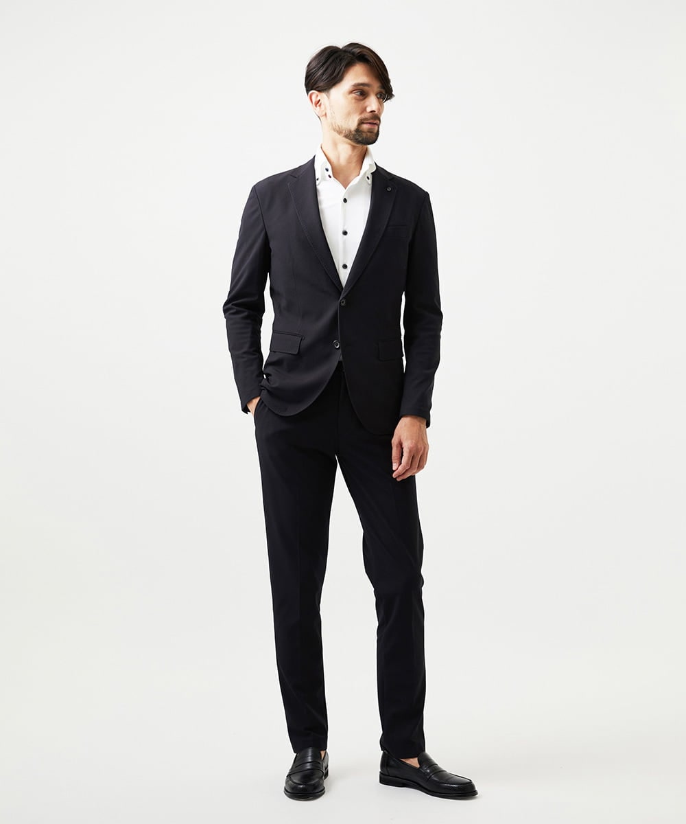 MNDGD03430 MICHEL KLEIN HOMME(ミッシェルクラン オム) 【セットアップ】コットンライクストレッチテーラードジャケット ブラック