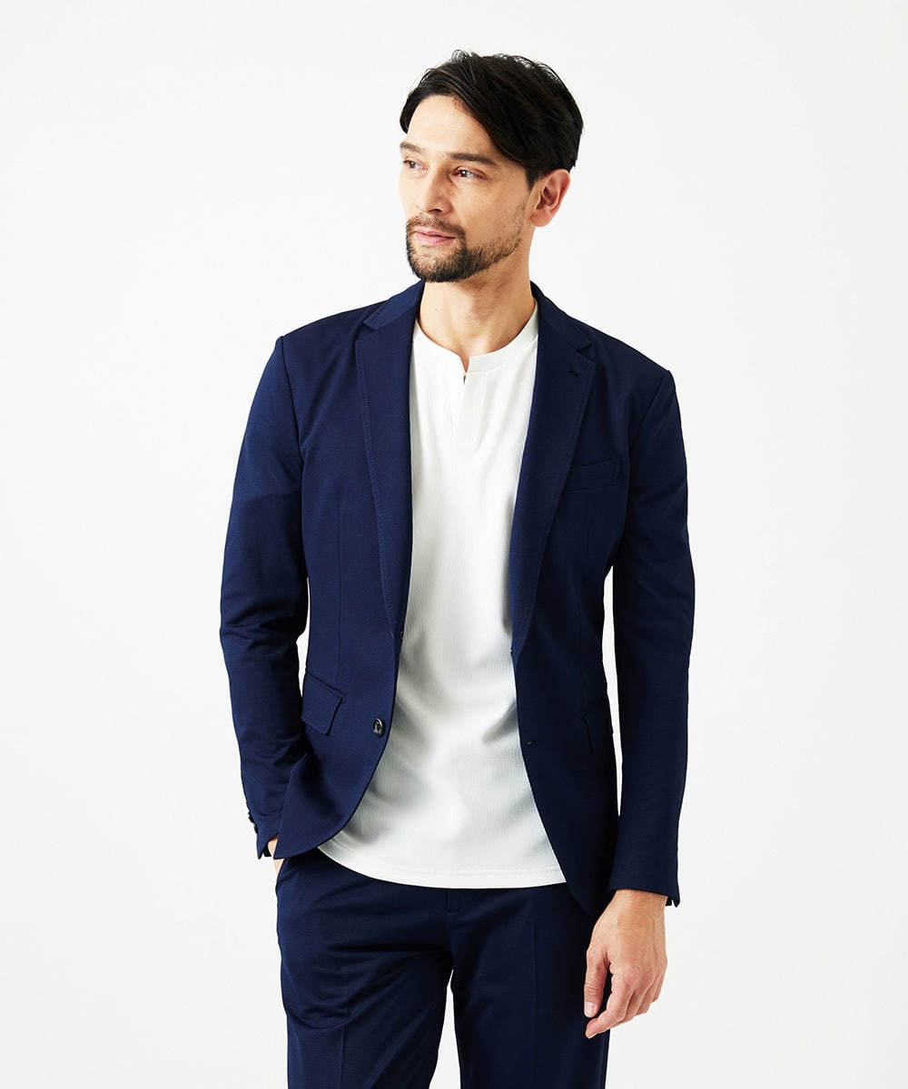 MNDGD54400 MICHEL KLEIN HOMME(ミッシェルクラン オム) 【セットアップ】メッシュテーラードジャケット ネイビー